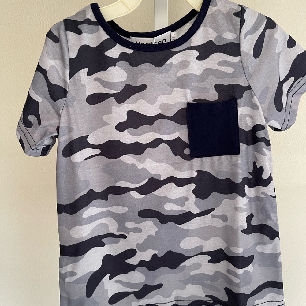 Gray and Blue Camouflage‎ Short Sleeve Tee